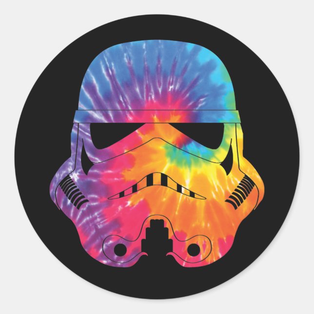 Rainbow Tie Dye Stormtrooper Helmet Classic Round Sticker (Front)