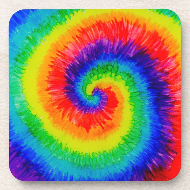 Rainbow Tie-Dye Swirl  Coaster (Front)