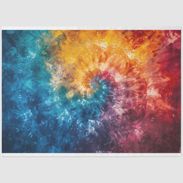 Rainbow Tie-Dye Swirl Decoupage Tissue Paper (Front)