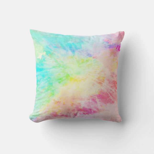 Rainbow Tie Dye Throw Pillow (Front)