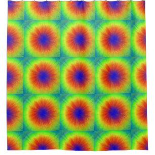 Rainbow Tie Dyed Tiles Shower Curtain