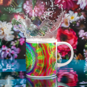 Rainbow Tiedye Fractal Mandala Coffee Mug