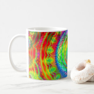 Rainbow Tiedye Fractal Mandala Coffee Mug