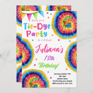Rainbow Tiedye Invitation d'anniversaire