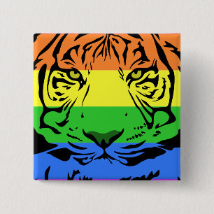 Rainbow Tiger 2 Inch Square Button