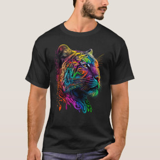 Rainbow Tiger Animal Graphic T-Shirt