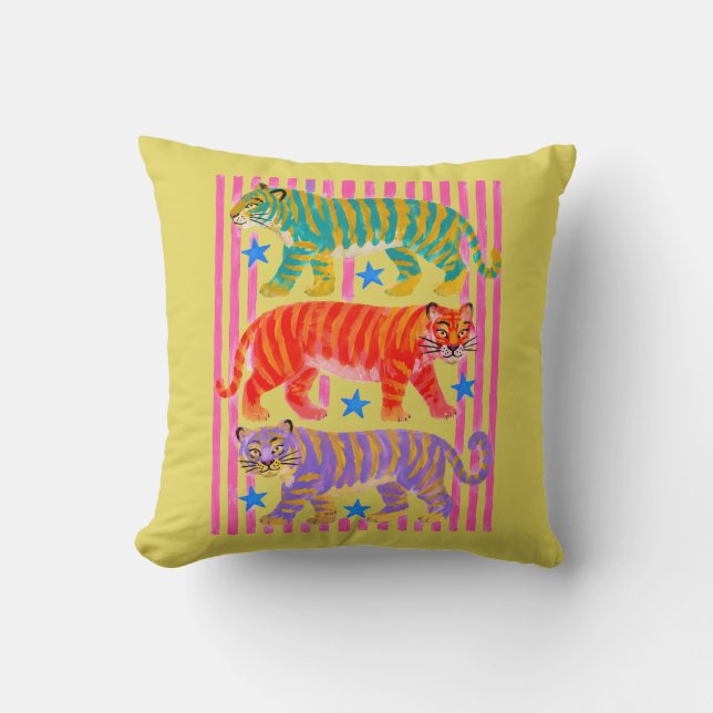 rainbow tiger dreams throw pillow (Front)