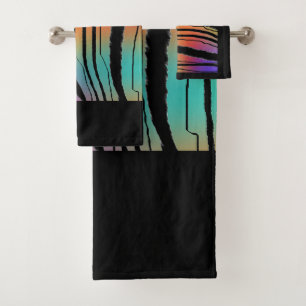 Rainbow Tiger Exotic Animal Print  Bath Towel Set