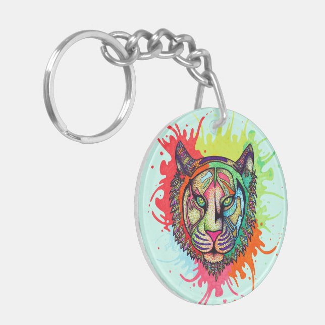 Rainbow Tiger Keychain (Front Left)