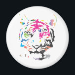 Rainbow Tiger Magnet<br><div class="desc">A very cool and modern design featuring a tiger,  destructured in a lot of super colourful ink spots.</div>
