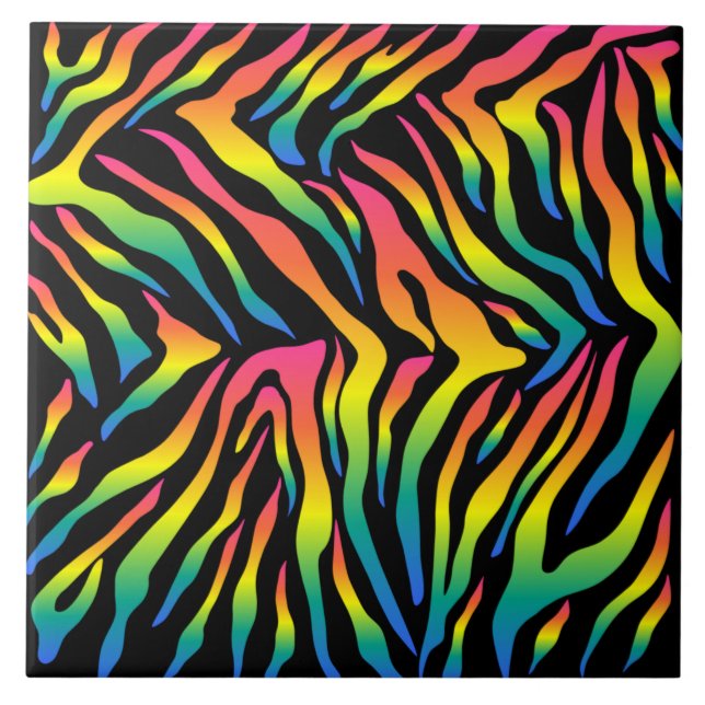 Rainbow tiger skin print design   tile (Front)