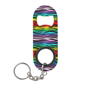 Rainbow Tiger Stripes Keychain Bottle Opener