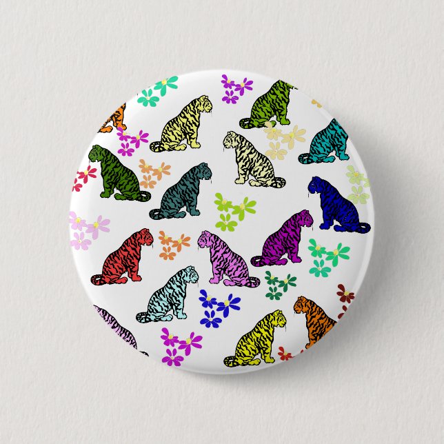 Rainbow Tigers 2 Inch Round Button (Front)