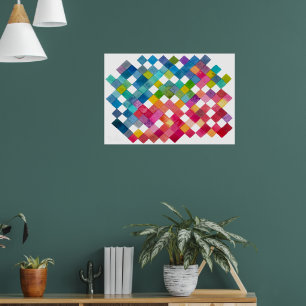 Rainbow Tile Patches Watercolor Art Print