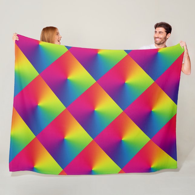 Rainbow Tiled Pillow Fleece Blanket (In Situ)
