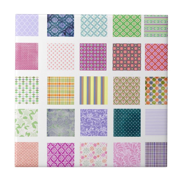 Rainbow tiled squares pattern tile (Front)