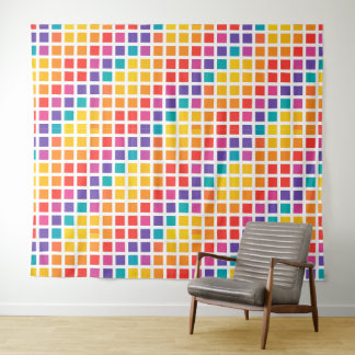 Rainbow tiles lines figure tapestry