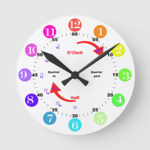 Rainbow Time Learning Round Clock