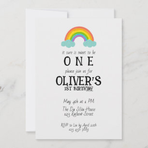 Rainbow To Be One First Birthday Invitation