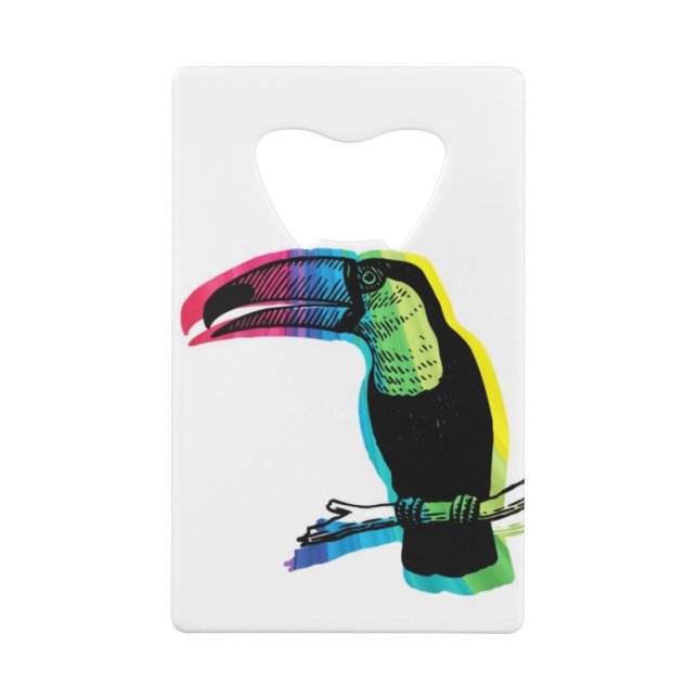 Rainbow Toucan Abstract Credit Card Bottle Opener (Back)
