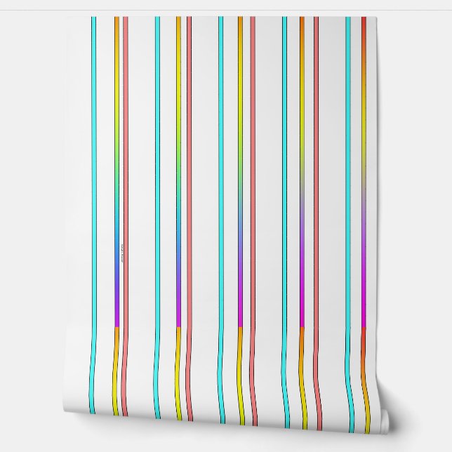 Rainbow Traditional Stripes Wallpaper (Unrolling)