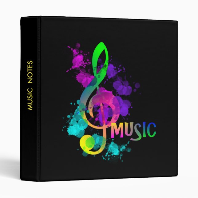 Rainbow Treble Clef Music Themed Binder (Front/Spine)