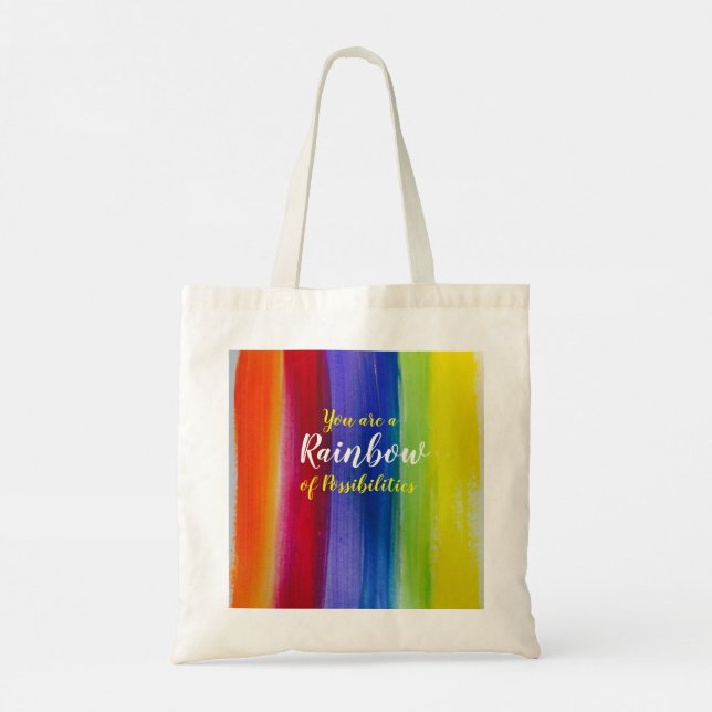 Rainbow Tree and Stripes Tote Bag (Back)
