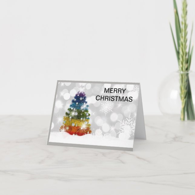 Rainbow tree Christmas Card (Front)