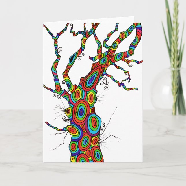 Rainbow Tree - colourful birthday card (Front)