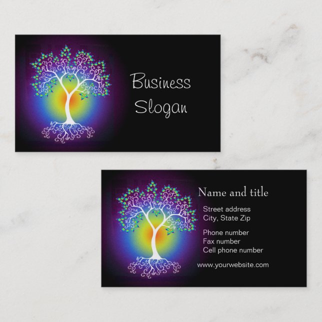 Rainbow Tree of Life Connect with Your Customer Business Card (Front/Back)