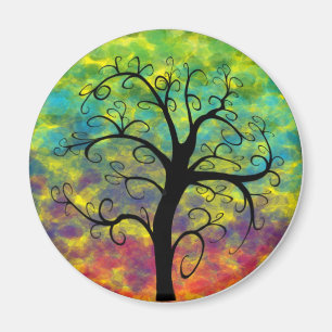 Rainbow Tree of Life Moon Magnet