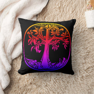 Rainbow Tree of Life Throw Pillow