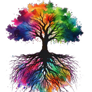 rainbow tree of life watercolor with Deep Roots Tote Bag