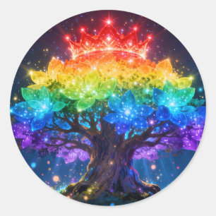 Rainbow Tree of Light Round Sticker