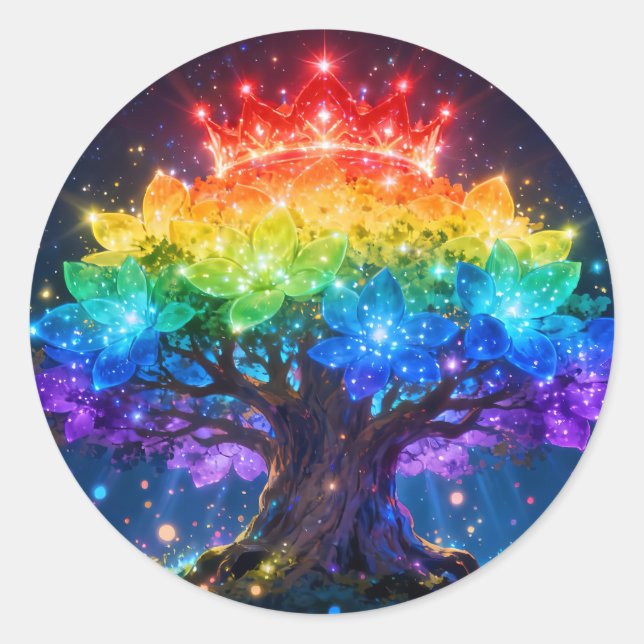 Rainbow Tree of Light Round Sticker (Front)