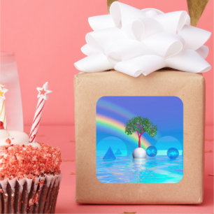 Rainbow Tree Square Sticker