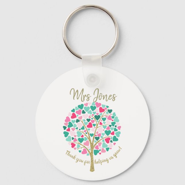 Rainbow Tree Teacher Keychain, Colourful Teacher Keychain (Front)