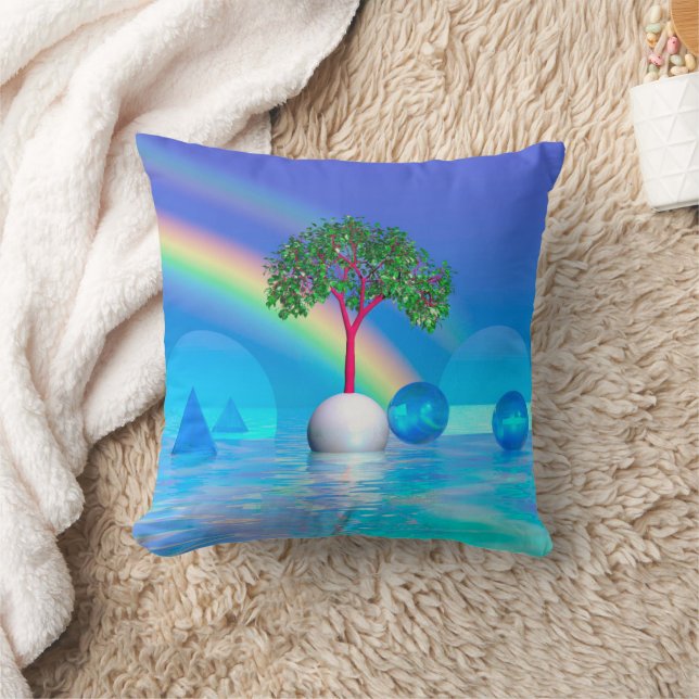 Rainbow Tree  Throw Pillow (Blanket)