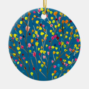 Rainbow tree watercolor  ceramic ornament