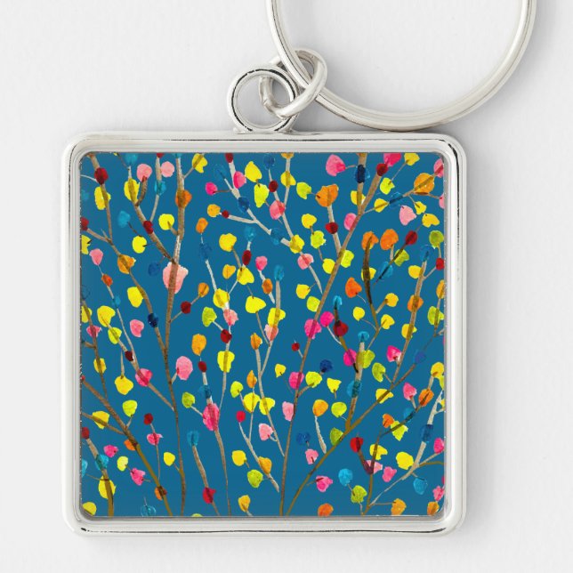Rainbow tree watercolor  keychain (Front)
