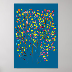 Rainbow tree watercolor poster