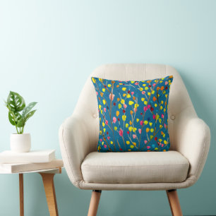 Rainbow tree watercolor  throw pillow