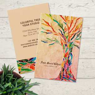Rainbow Tree Yoga Instructor Beige Business Card