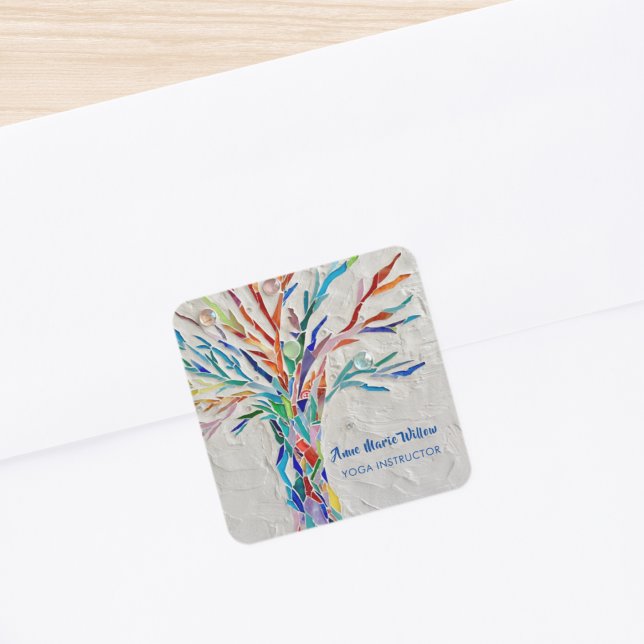 Rainbow Tree Yoga Instructor Square Sticker (Creator Uploaded)