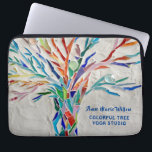 Rainbow Tree Yoga Studio Laptop Sleeve<br><div class="desc">This decorative laptop sleeve features a print of a rainbow coloured mosaic tree on a pale grey background. Add your name and studio name to personalise this case. Use the Customize Further option to change the text size, style or colour if you wish. Because we create our own artwork you...</div>