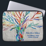 Rainbow Tree Yoga Studio Laptop Sleeve<br><div class="desc">This decorative laptop sleeve features a print of a rainbow coloured mosaic tree on a pale grey background. Add your name and studio name to personalise this case. Use the Customize Further option to change the text size, style or colour if you wish. Because we create our own artwork you...</div>