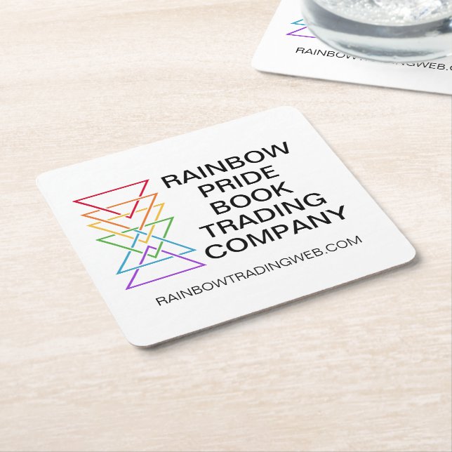 Rainbow Triangle Company Gay Pride Logo Square Paper Coaster (Angled)