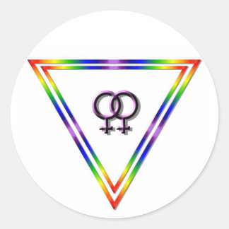 Rainbow Triangle Female/Female Classic Round Sticker