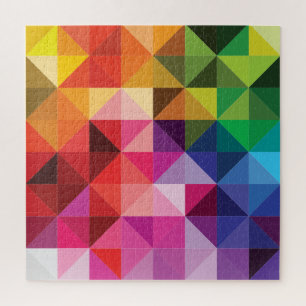 Rainbow Triangles Geometric Modern Jigsaw Puzzle