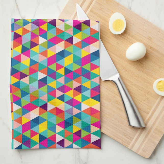 Rainbow Triangles Modern Pattern Kitchen Towel (Quarter Fold)